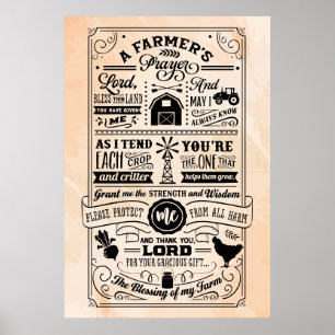 Beige och Black Farmers Prayer Poster