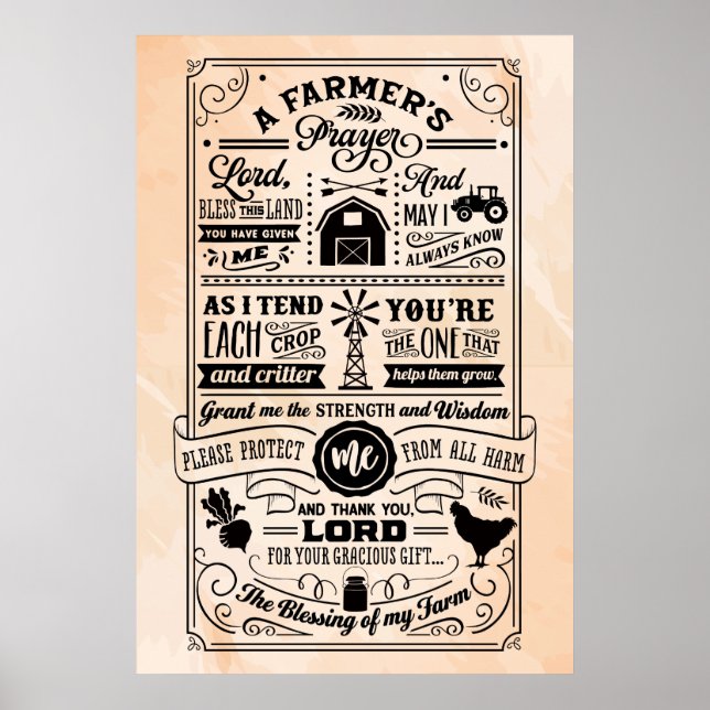 Beige och Black Farmers Prayer Poster (Framsidan)
