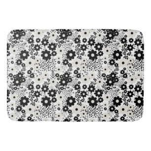 Beige och Black Flowers Badrumsmatta