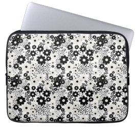 Beige och Black Flowers Laptop Fodral