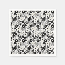 Beige och Black Flowers Pappersservett