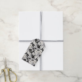 Beige och Black Flowers Presentetikett