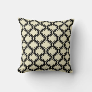 Beige och Black Geometric Mönster Kudde