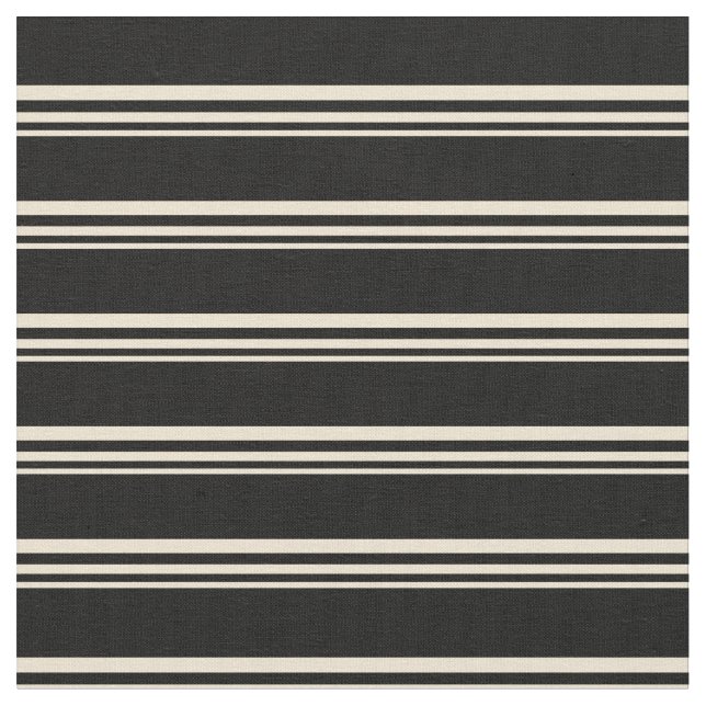 Beige och Black Lining Mönster Tyg (Närbild)