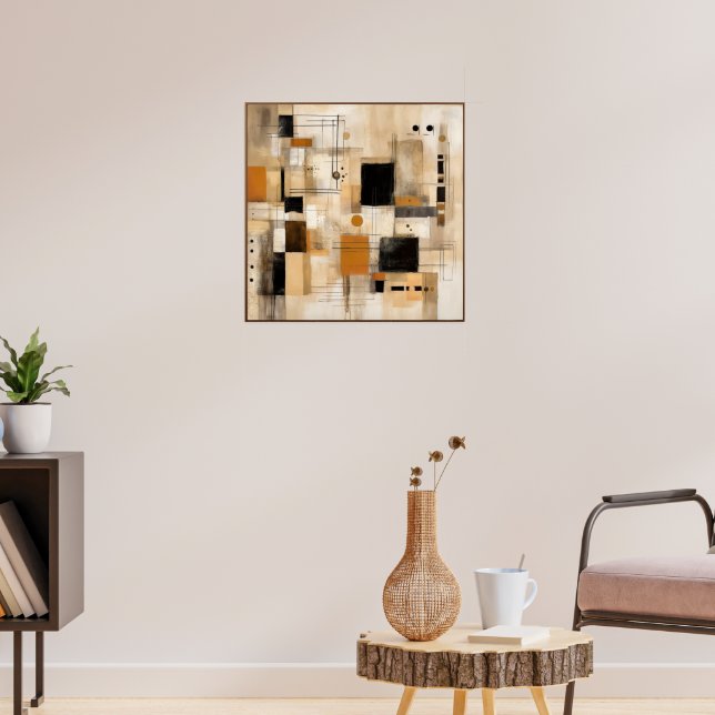 Beige och Black Modern Art Poster (Vardagsrum 3)