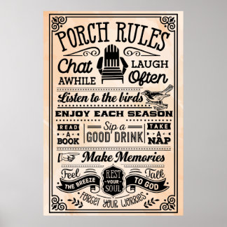 Beige och Black Porch Regler Poster