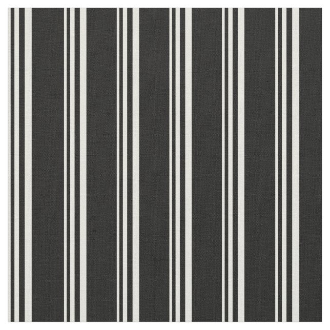 Beige och Black Stripe Mönster Tyg (Närbild)