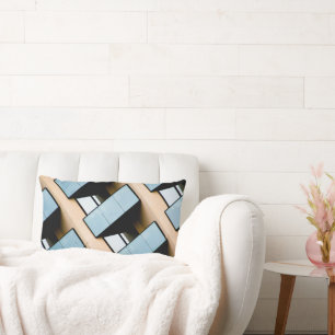 Beige och Blått Geometriskt Mönster Lumbarkudde