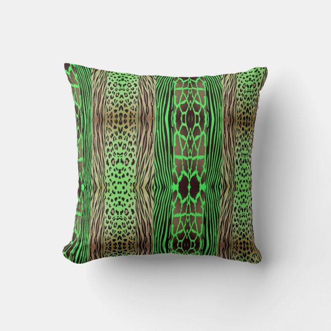 Beige och Blue Animal Prated Zebra Rand Pillow Kudde (Framsida)