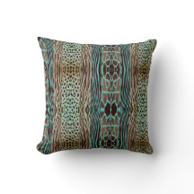Beige och Blue Animal Prated Zebra Rand Pillow