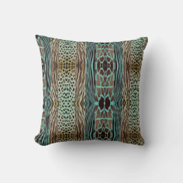 Beige och Blue Animal Prated Zebra Rand Pillow Kudde