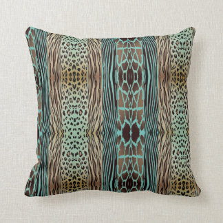 Beige och Blue Animal Prated Zebra Rand Pillow Kudde