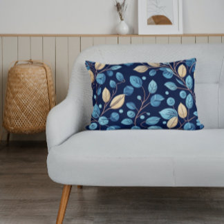 Beige och Blue Botanicals - Lumbarkudde