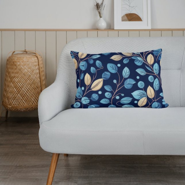 Beige och Blue Botanicals - Lumbarkudde (Skapare uppladdad)