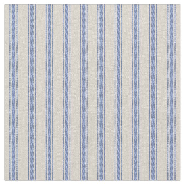 Beige och Blue Classic Ticking Rand Tyg (Närbild)