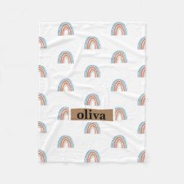 Beige och Blue Rainbow Fleecefilt