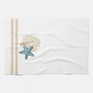 Beige och Blue Rope och Starfish Köket Towel Kökshandduk
