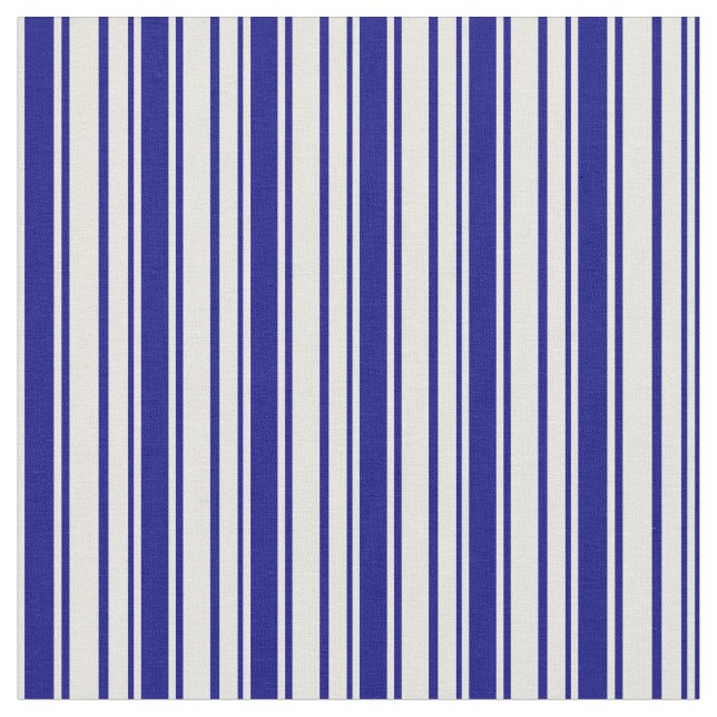 Beige och Blue Stripe/LUNDA Mönster Tyg (Närbild)