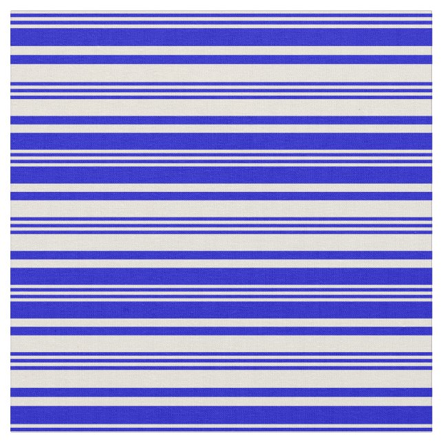 Beige och Blue Stripe Mönster Tyg (Närbild)