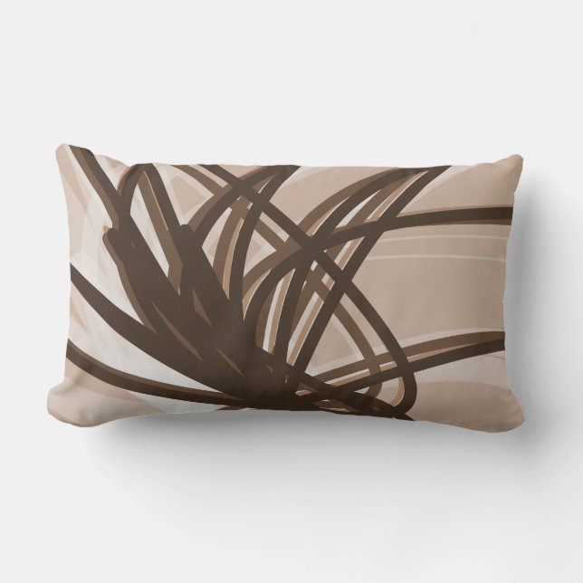 Beige och Brown Artistic Abstrakt Rosett band Lumbarkudde (Framsida)