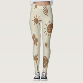 Beige och Brown Boho Leggings