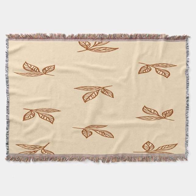 Beige och Brown Löv Throw Blanket Filt (Framsidan)