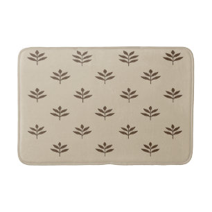 Beige och Brown Lövs Bath Mat Badrumsmatta