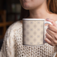 Beige och Brown Print Mugg