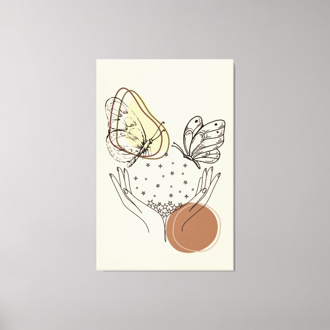 Beige och Brown Simple Butterfly Canvastryck (Framsida)