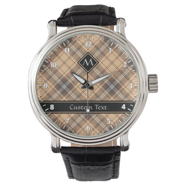 Beige och Brown Tartan Armbandsur (Framsida)