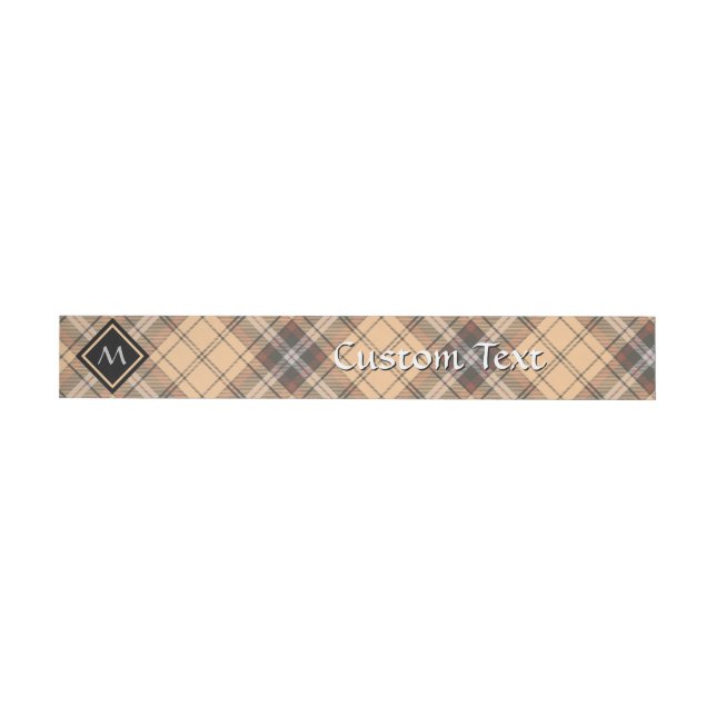 Beige och Brown Tartan Etikettband (Individuell)
