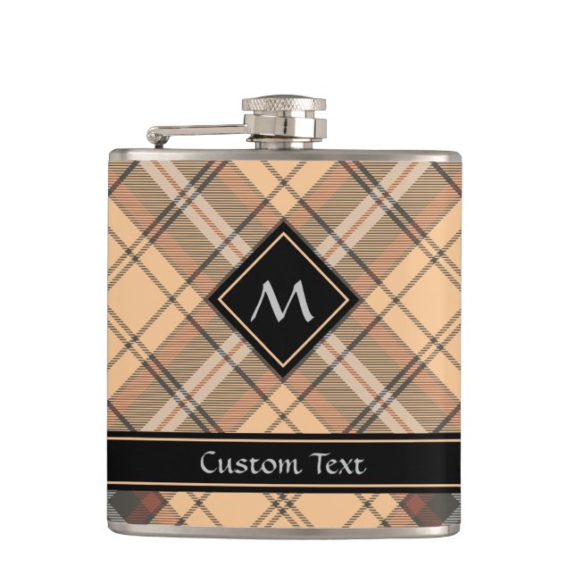 Beige och Brown Tartan Fickplunta (Framsidan)