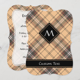 Beige och Brown Tartan Inbjudningar