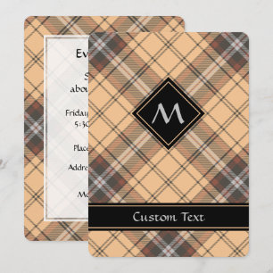 Beige och Brown Tartan Inbjudningar
