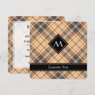 Beige och Brown Tartan Inbjudningar