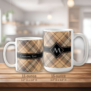 Beige och Brown Tartan Kaffemugg