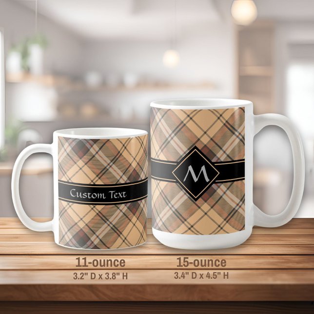 Beige och Brown Tartan Kaffemugg (Skapare uppladdad)