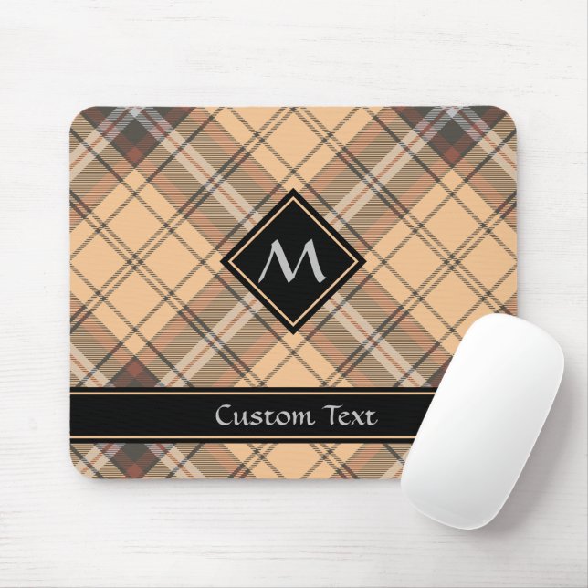 Beige och Brown Tartan Musmatta (Med mus)