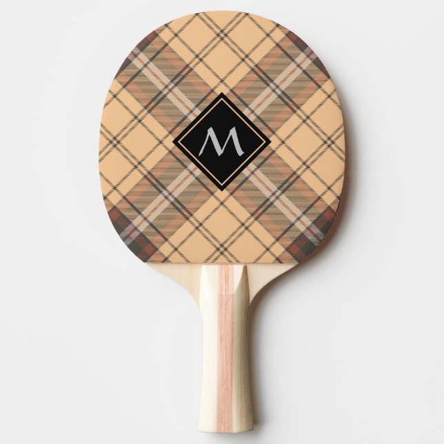 Beige och Brown Tartan Pingisracket (Framsidan)
