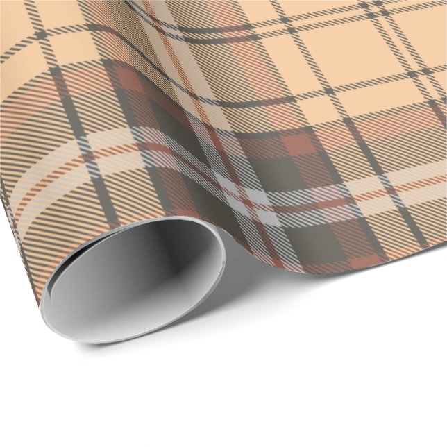 Beige och Brown Tartan Presentpapper (Rullad Hörn)