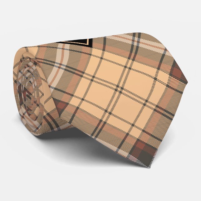 Beige och Brown Tartan Slips (Rullad)