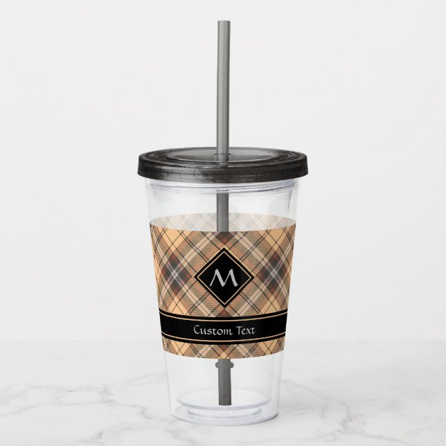 Beige och Brown Tartan Take Away Mugg (Framsida)