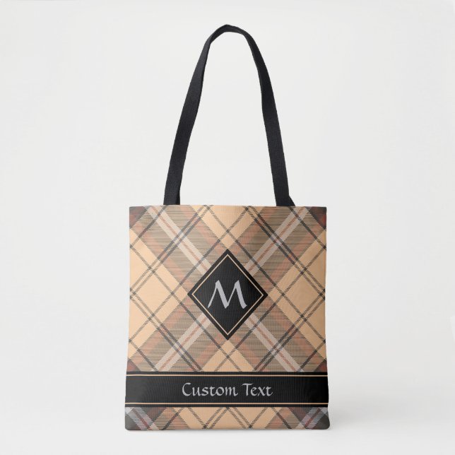 Beige och Brown Tartan Tygkasse (Framsida)