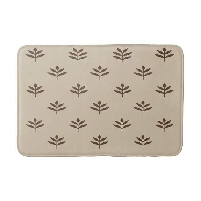 Beige och Brun Blad Badrumsmatt Badrumsmatta (Framsidan)