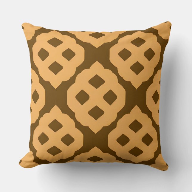 Beige och Brun Geometrisk Mönster Kudde (Framsida)