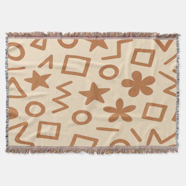 Beige och brun kastfilt filt (Framsidan)