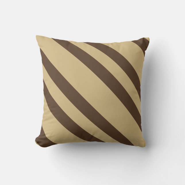 Beige och brun rand kudde (Framsida)