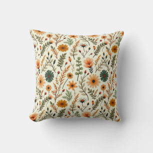 Beige och bruna boho blommor kudde