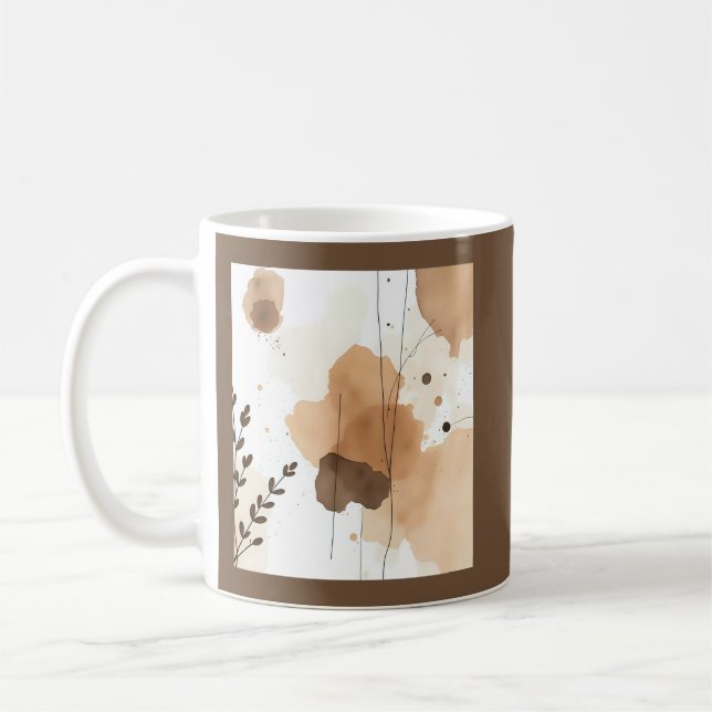 Beige och bruna organiska övertoningar kaffemugg (Vänster)