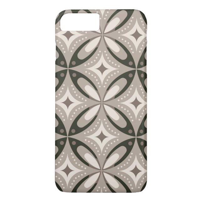 Beige och bruna retro cirkulära former Case-Mate iPhone skal (Baksida)